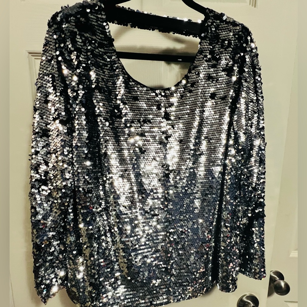 Vintage Literature Noir Open Back Sequin Top